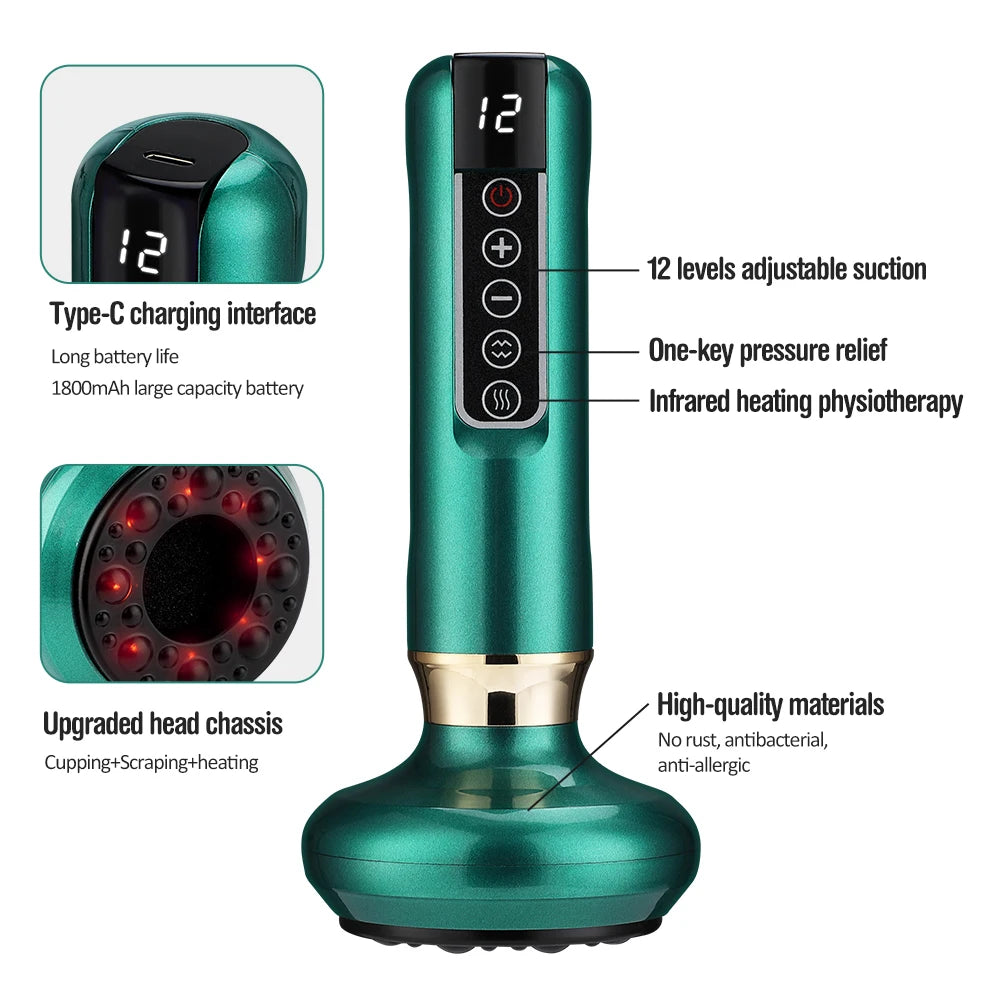 Chinese Electric Massager Guasha anti Cellulite Vacuum Suction Cup Beauty Health Scraping Infrared Heat Slimming Massage Thera